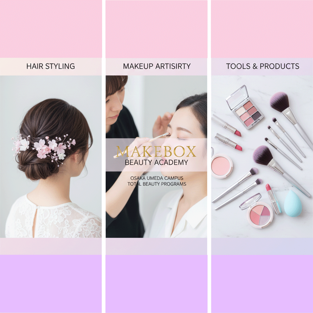 大阪梅田ヘアメイクスクール(学校) メイクボックスのサイトです